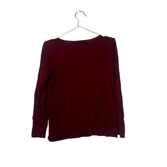 Talbots maroon scoop neck blouse with embellished neck line size medium - Picture 4 of 7